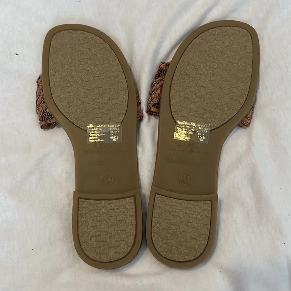 Montego Bay size 81/2 W comfy tan and brown slide sandals look new
